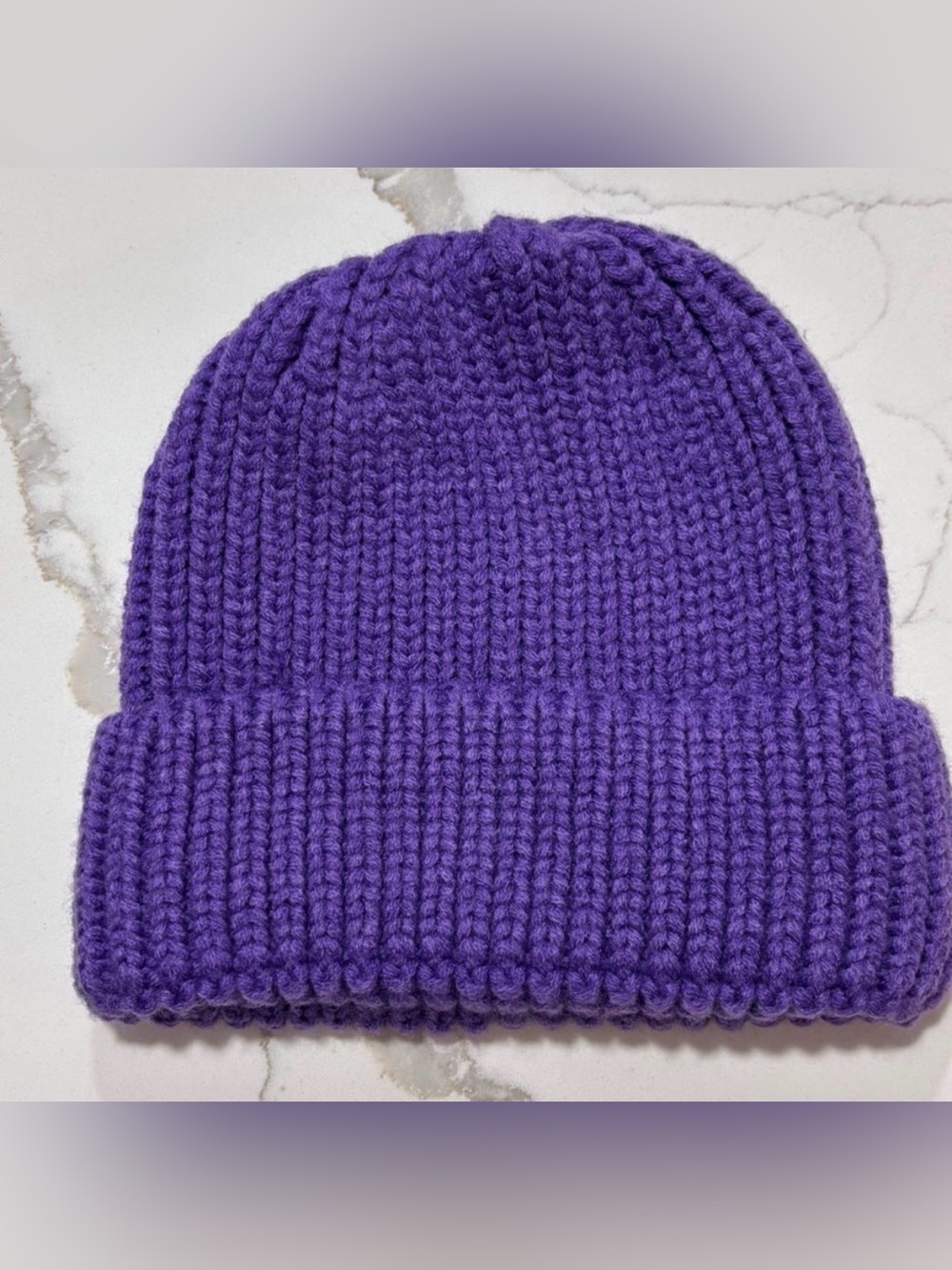 Women’s Cozy Purple Chunky Knit Beanie Winter Hat Stretchy OS